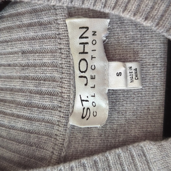 St. John Gray 100% Cashmere Cardigan Sweater Sleeveless Vest - Size Small - Picture 4 of 10